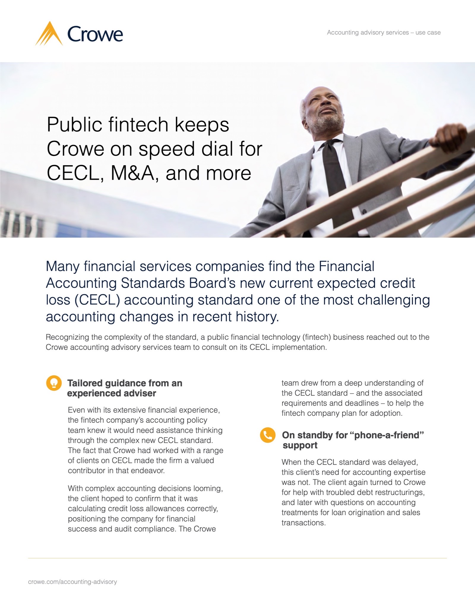 Public fintech keeps Crowe on speed dial for CECL, M&A, and more
