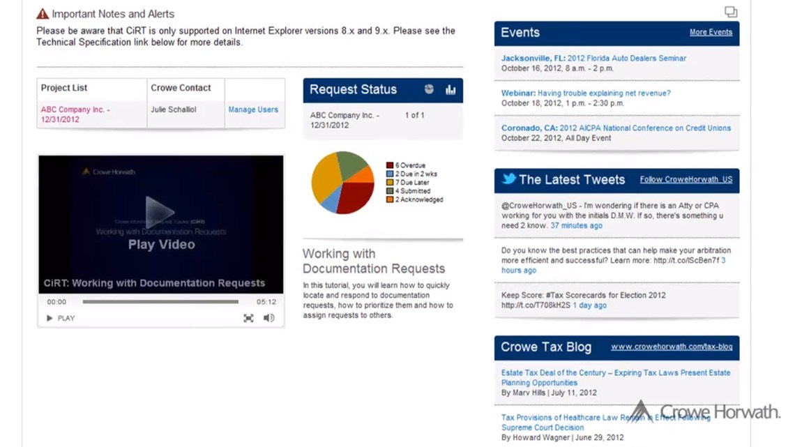 Crowe Information Request Tracker
