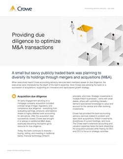 Providing due diligence to optimize M&A transactions