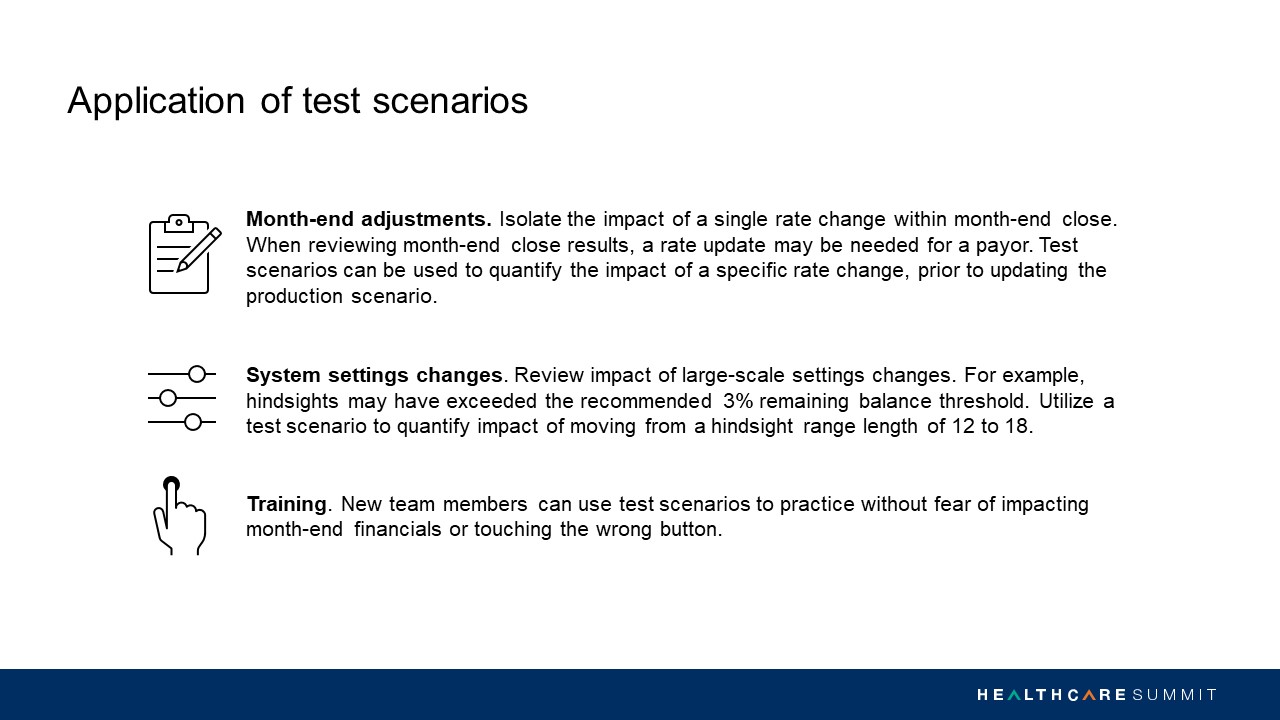 Application of test scenarios