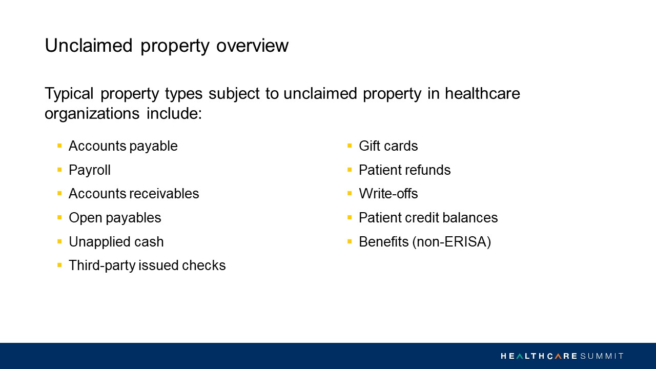Unclaimed property overview