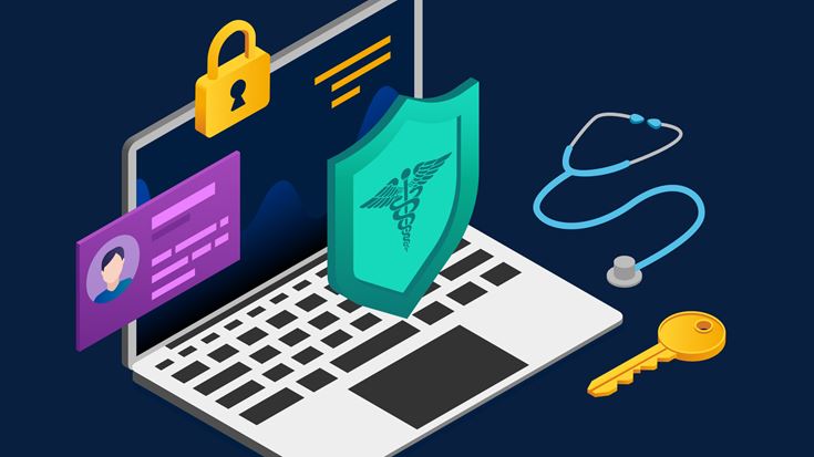 Laptop showing how healthcare organizations can limit cyberthreat damage through system monitoring and testing
