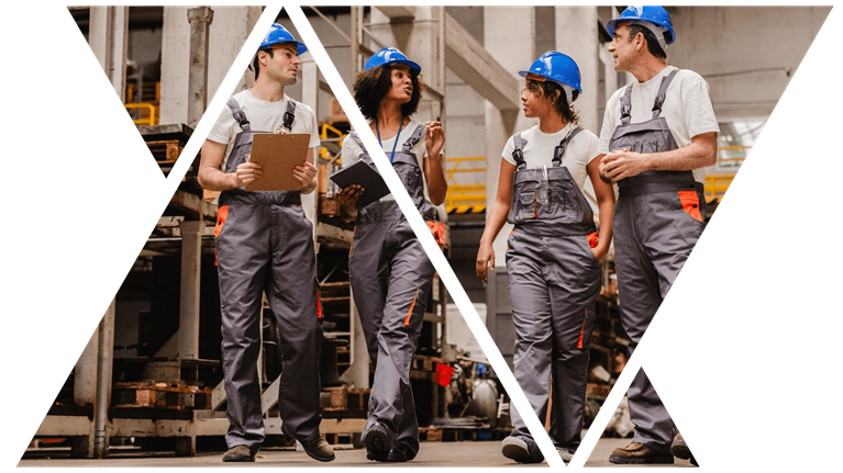 Manufacturing teams collaborate during an ERP implementation supporting organizational integration and operational transformation.