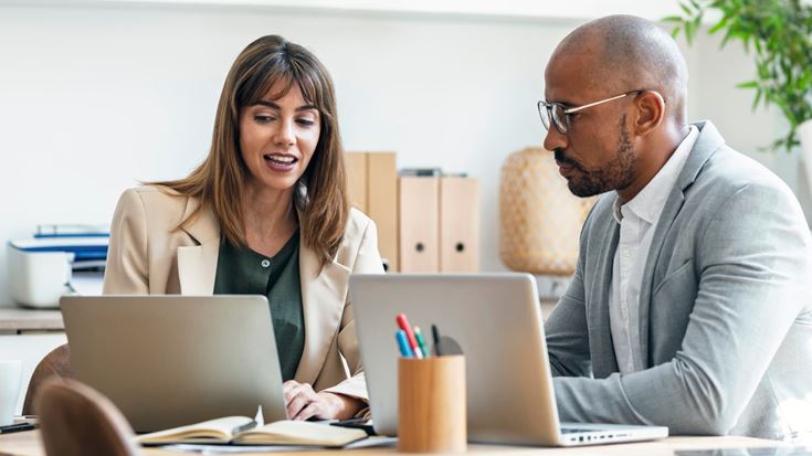 Business professionals review ERP reporting data to improve governance, dashboards, and user adoption.