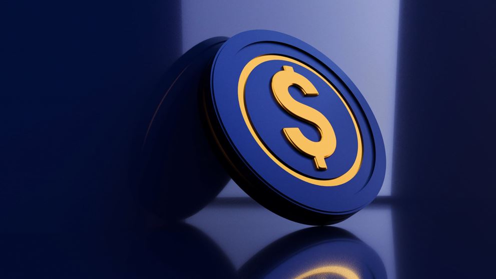 Blue cryptocurrency coin with a gold dollar symbol representing the SEC’s proposed crypto custody rules.
