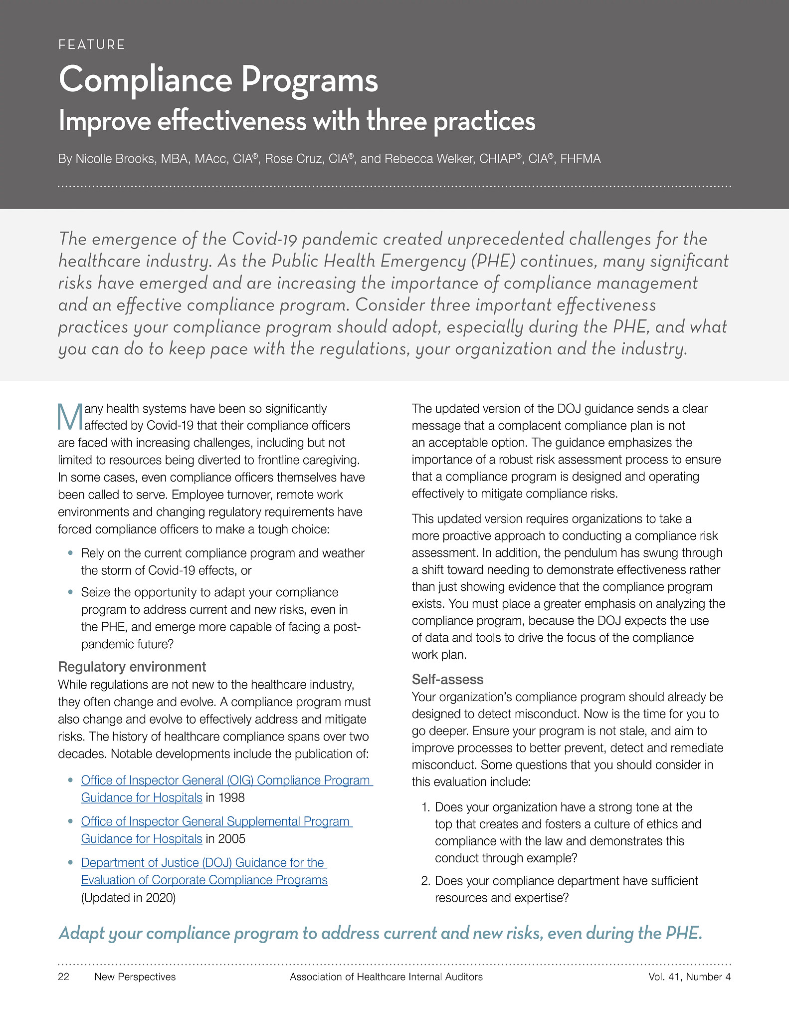 Compliance programs: Improve effectiveness with three practices