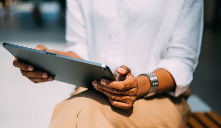 Businesswoman Woman Watching Something On Her Tablet