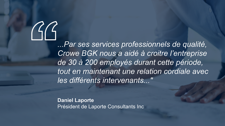 Témoignage Laporte Consultants Inc