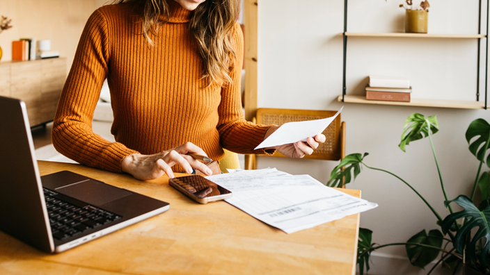 Lady filing taxes