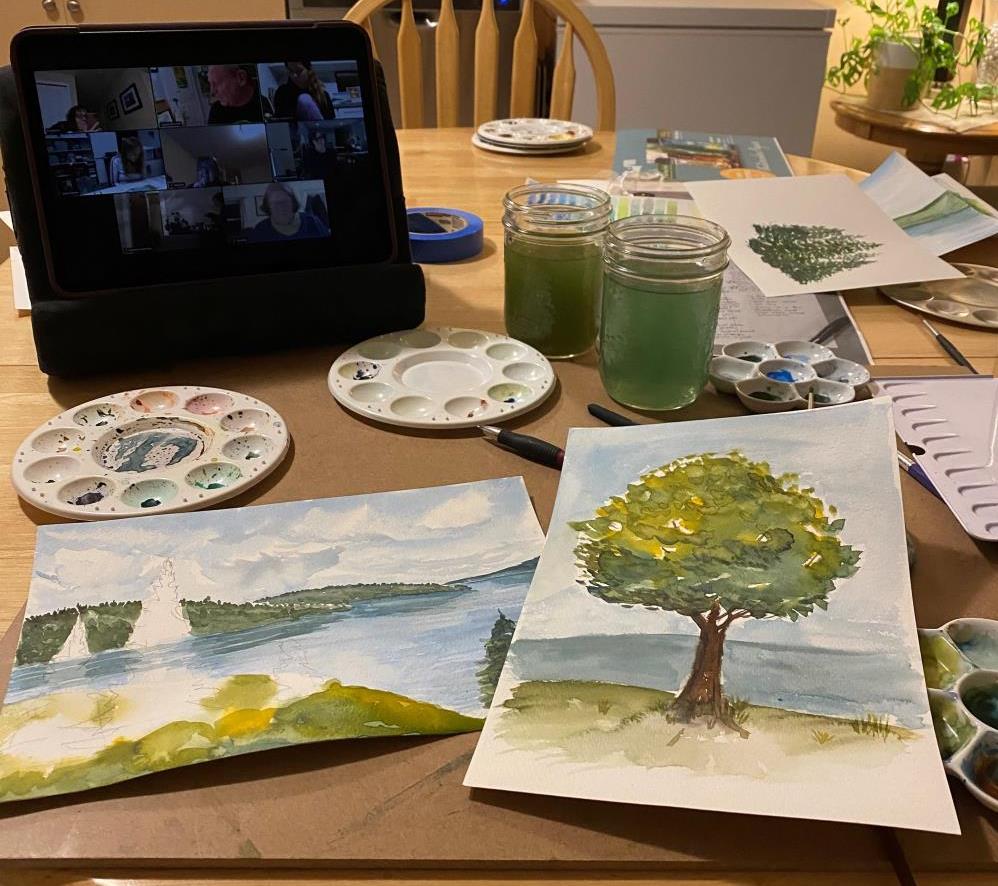 Candace Surette Participating in a Virtual Art Class