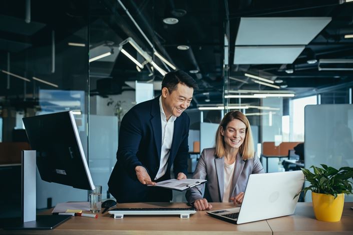 working at desk