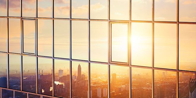 Sunrise on building