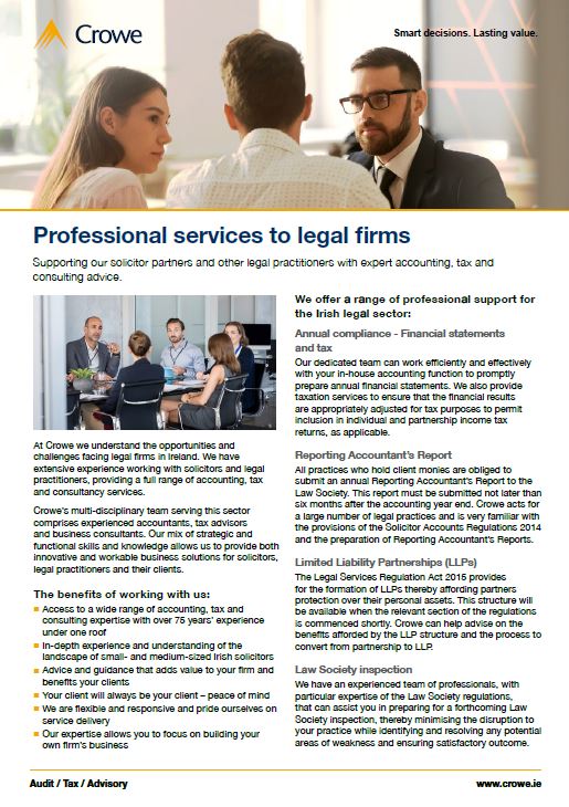 Crowe Ireland professional services to Ireland legal firms