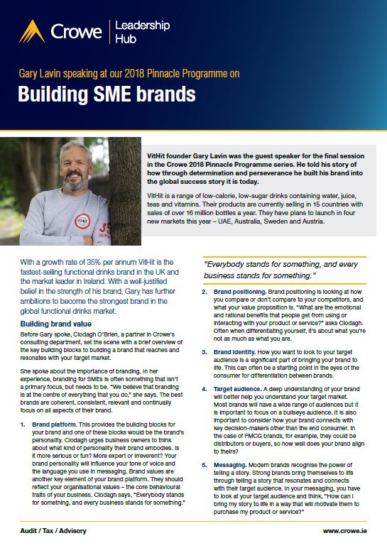 Gary Lavin on building SME brands - Crowe Ireland