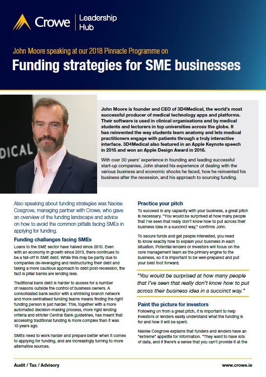 John Moore on funding strategies for SMEs - Crowe Ireland