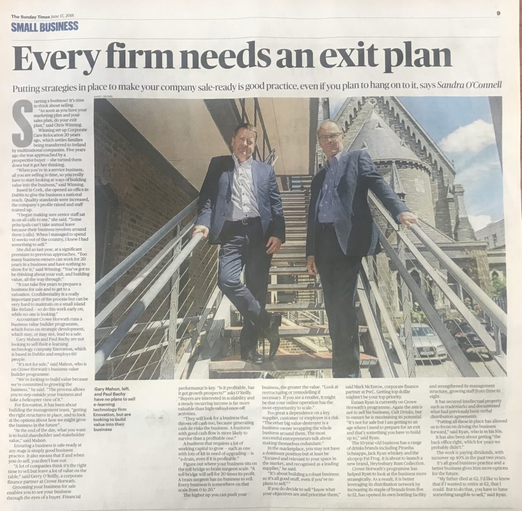 Every business needs an exit plan article - Crowe Ireland