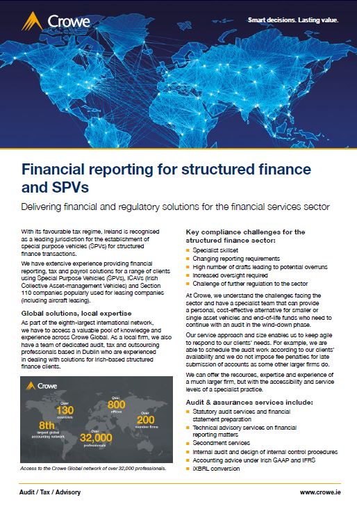 Crowe Ireland financial reporting for structured finance and SPVs