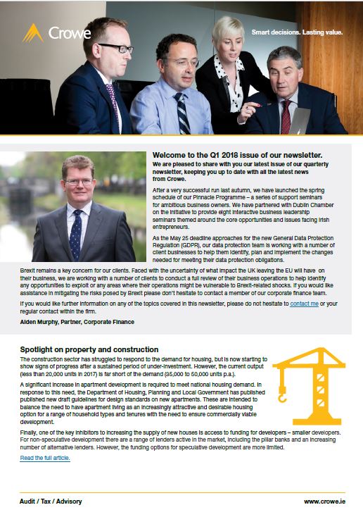 Crowe Ireland Newsletter Q1 2018