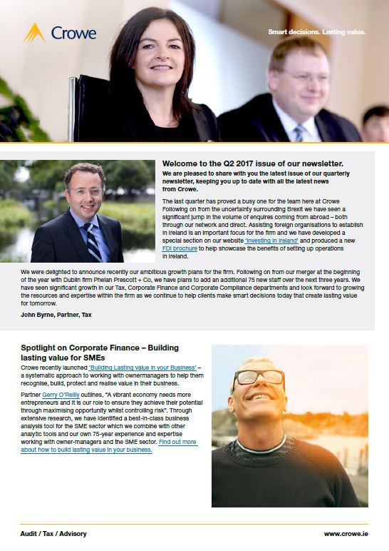Crowe Ireland Newsletter Q2 2017