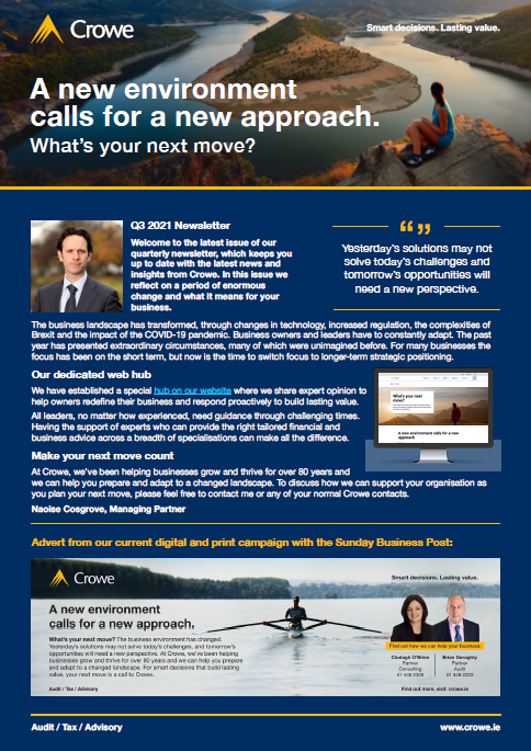 Crowe Newsletter Q3 2021 cover