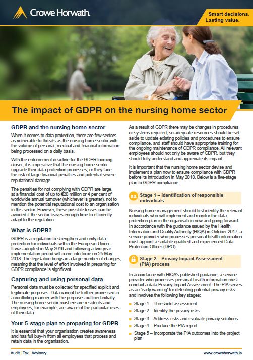 GDPR and the Irish nursing home sector cover - Crowe Ireland