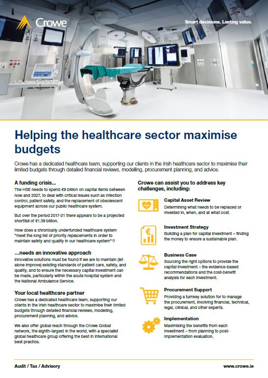 Helping healthcare sector maximise budgets - Crowe Ireland