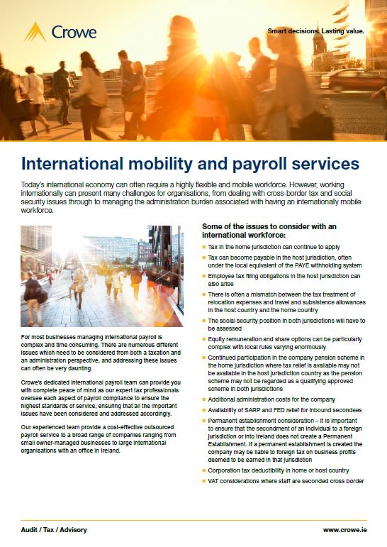 International mobility and payroll services - Crowe Ireland