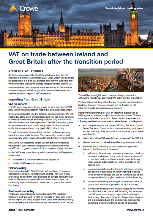 VAT on trade between Ireland and GB revised cover - Crowe Ireland
