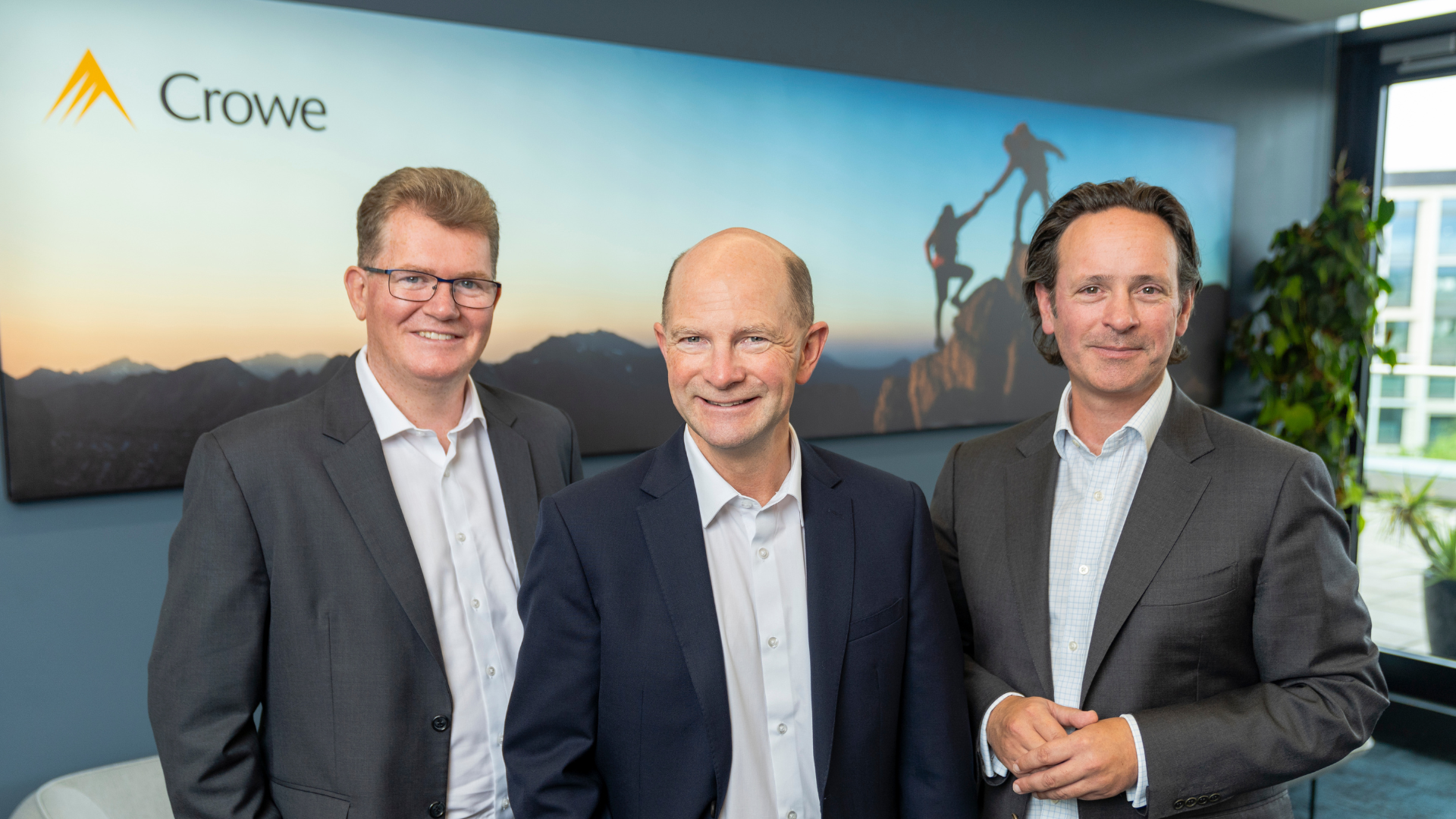 Aiden Murphy, Weldon Mather, Naoise Cosgrove on the announcement of Weldon's appointment as Director of HTL at Crowe Ireland