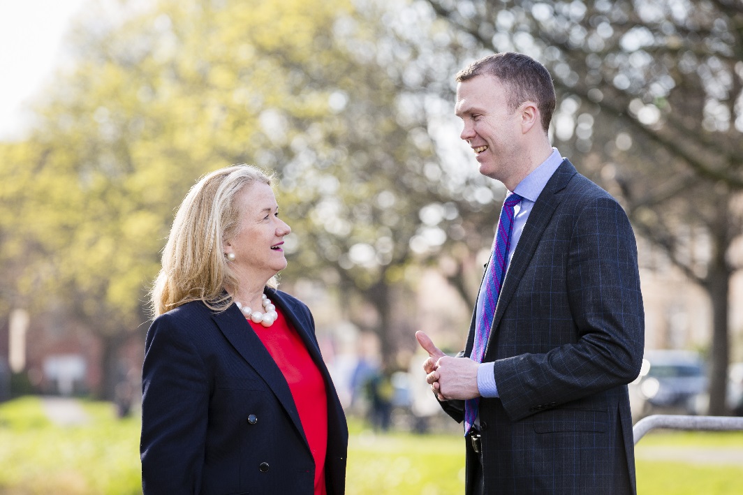 Beccy Cameron, Crowe Director of HR in discussion with Darragh Walsh.