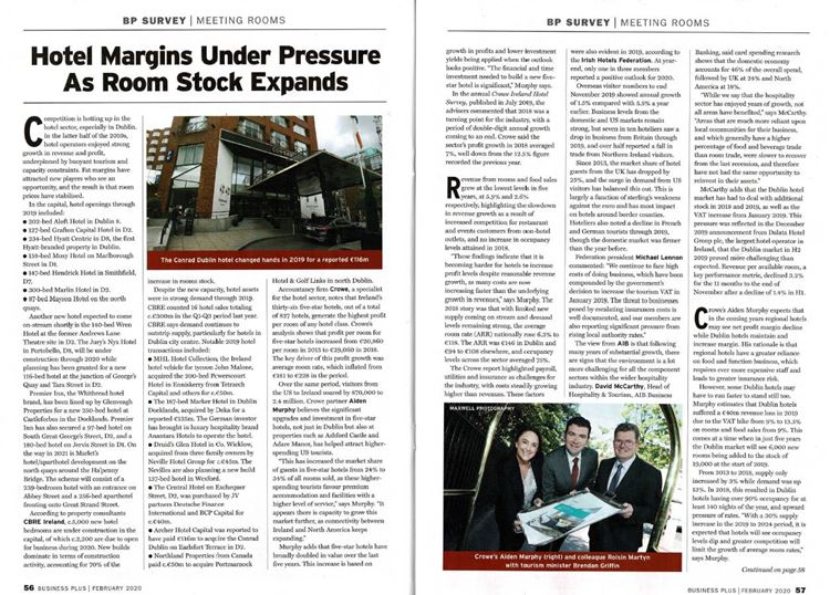 Hotel margins under pressure as room stock expands feature - Crowe Ireland