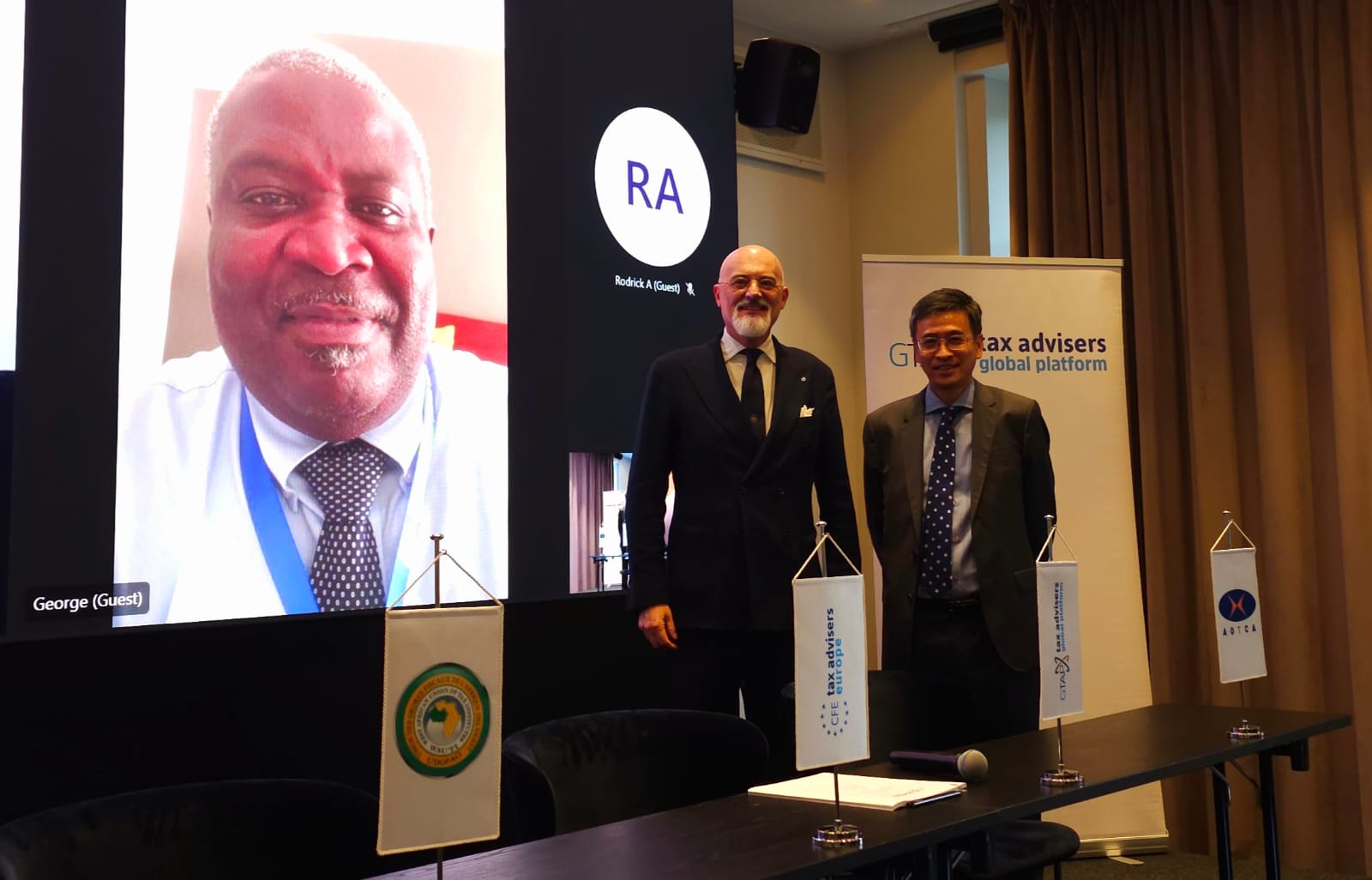 George Kwatia, WAUTI President with Jeremy Choi and Piergiorgio Valente