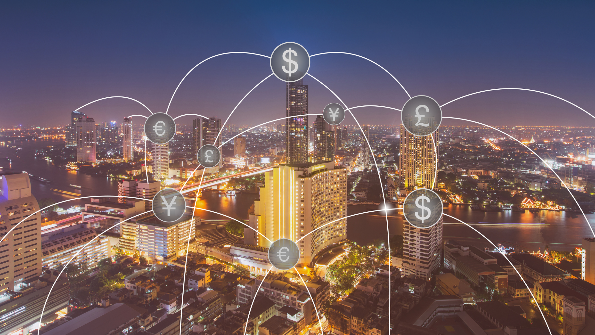 Aerial view of money transfer icon