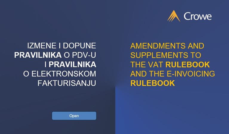 IZMENE I DOPUNE PRAVILNIKA O PDV-U I PRAVILNIKA O ELEKTRONSKOM FAKTURISANJU 