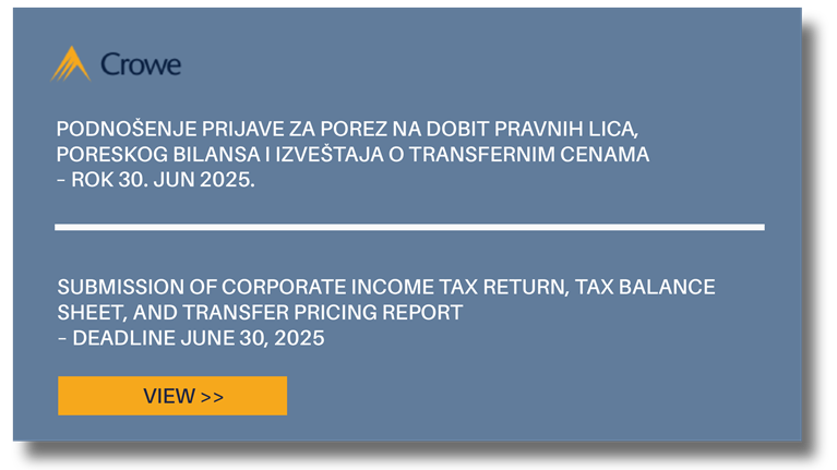 Crowe Srbija-poreske vesti