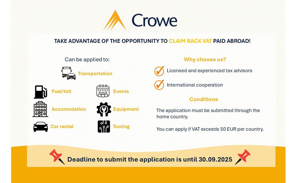 OPPORTUNITY TO CLAIM BACK VAT PAID ABROAD