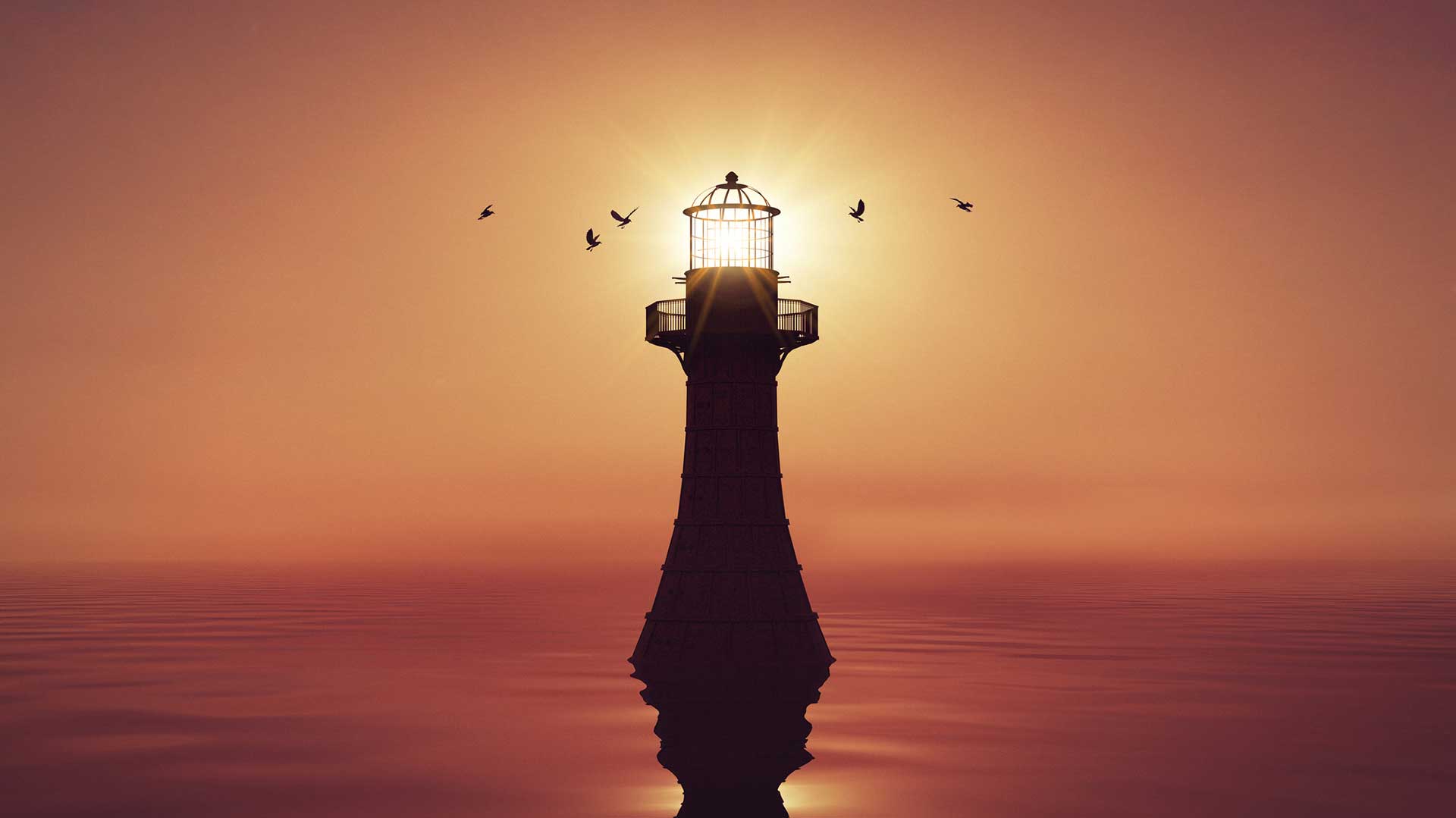 Lighthouse silhouette sunset