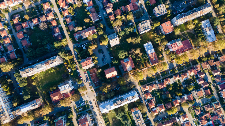 aerial view of houses