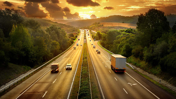 cars and lorries on the motorway