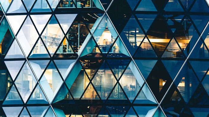 Closeup of The Gherkin windows