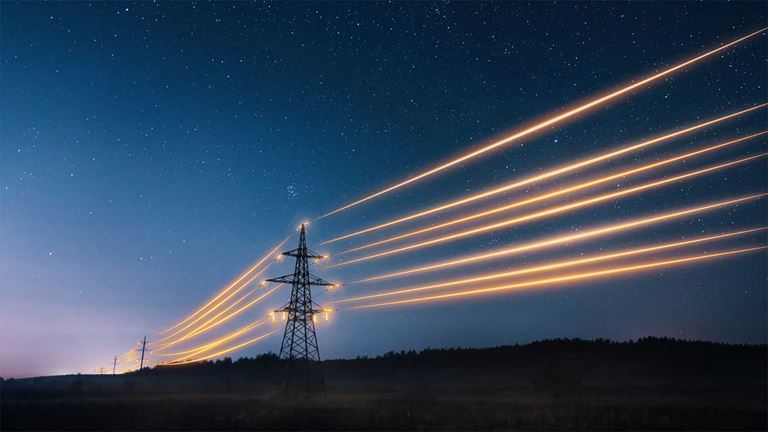 Electric cables at night