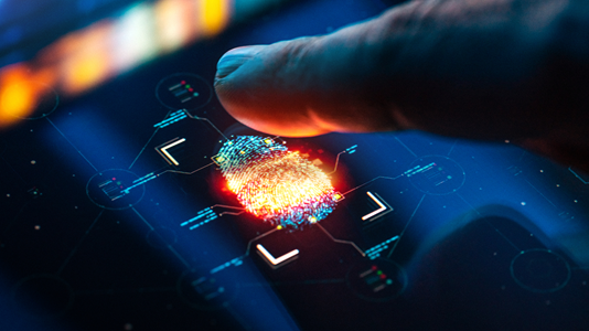 fingerprint on touchscreen with data