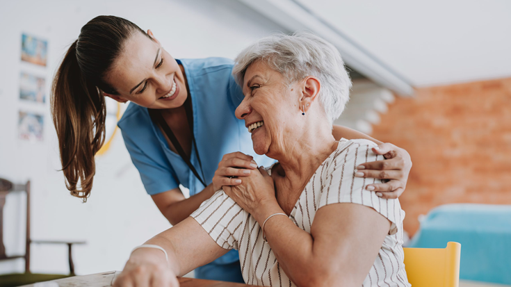 healthcare professional with senior patient