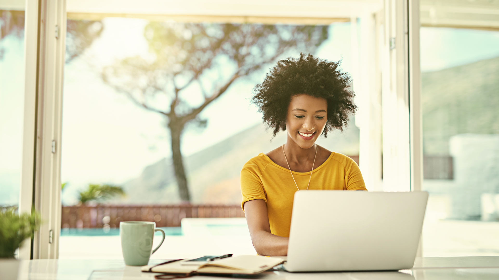 Lady-sitting-at-desk