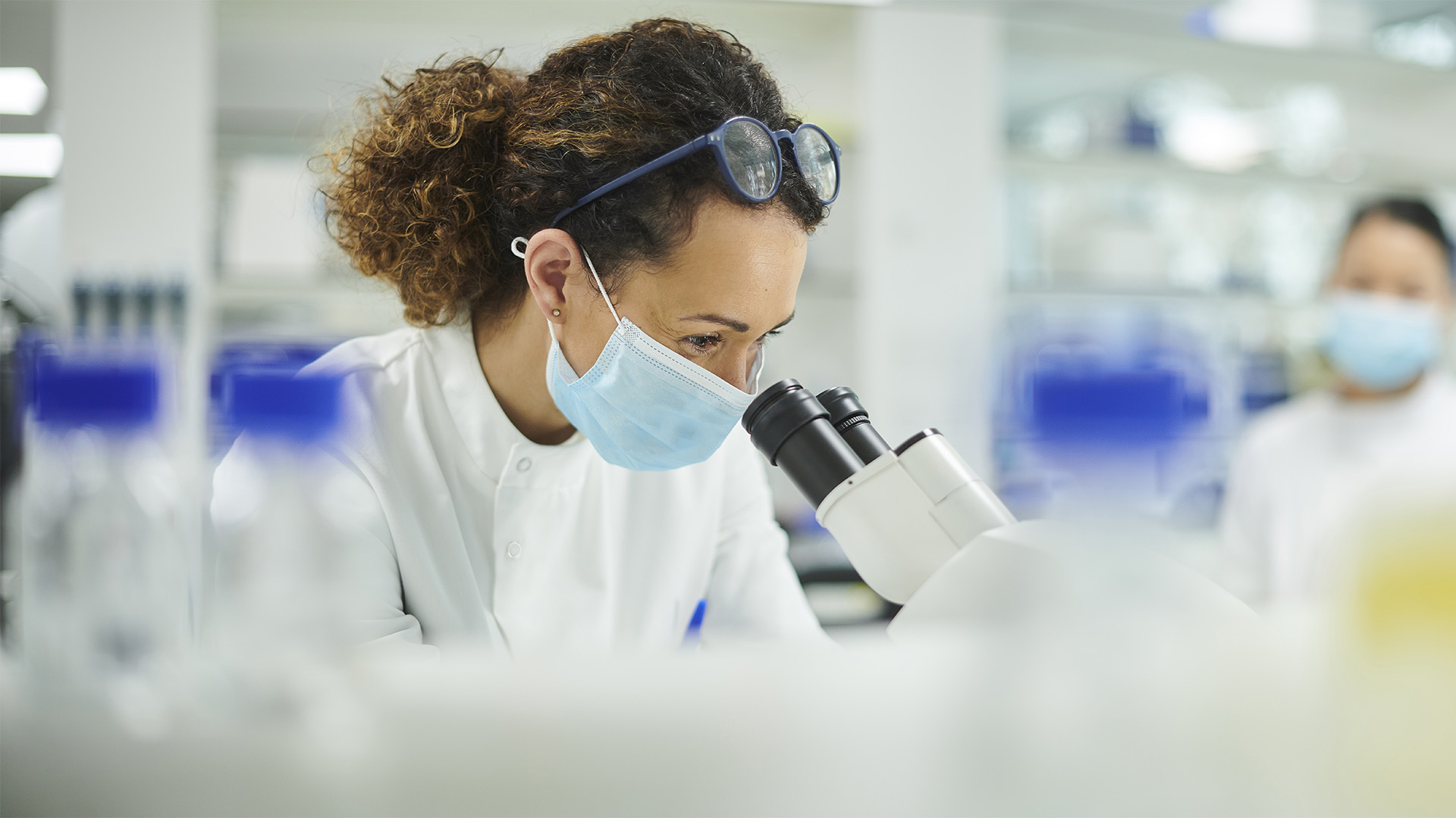 Lady with microscope
