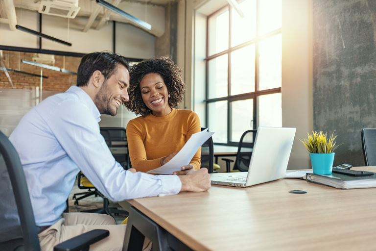Man and woman in meeting