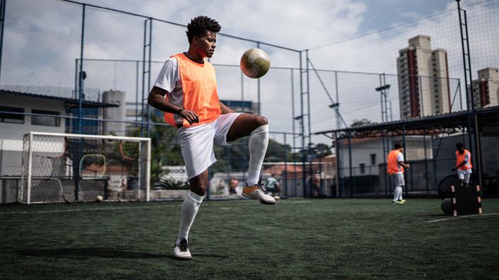 man doing keepy-uppies
