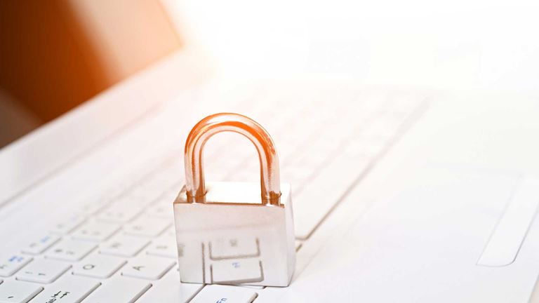 Padlock on keyboard