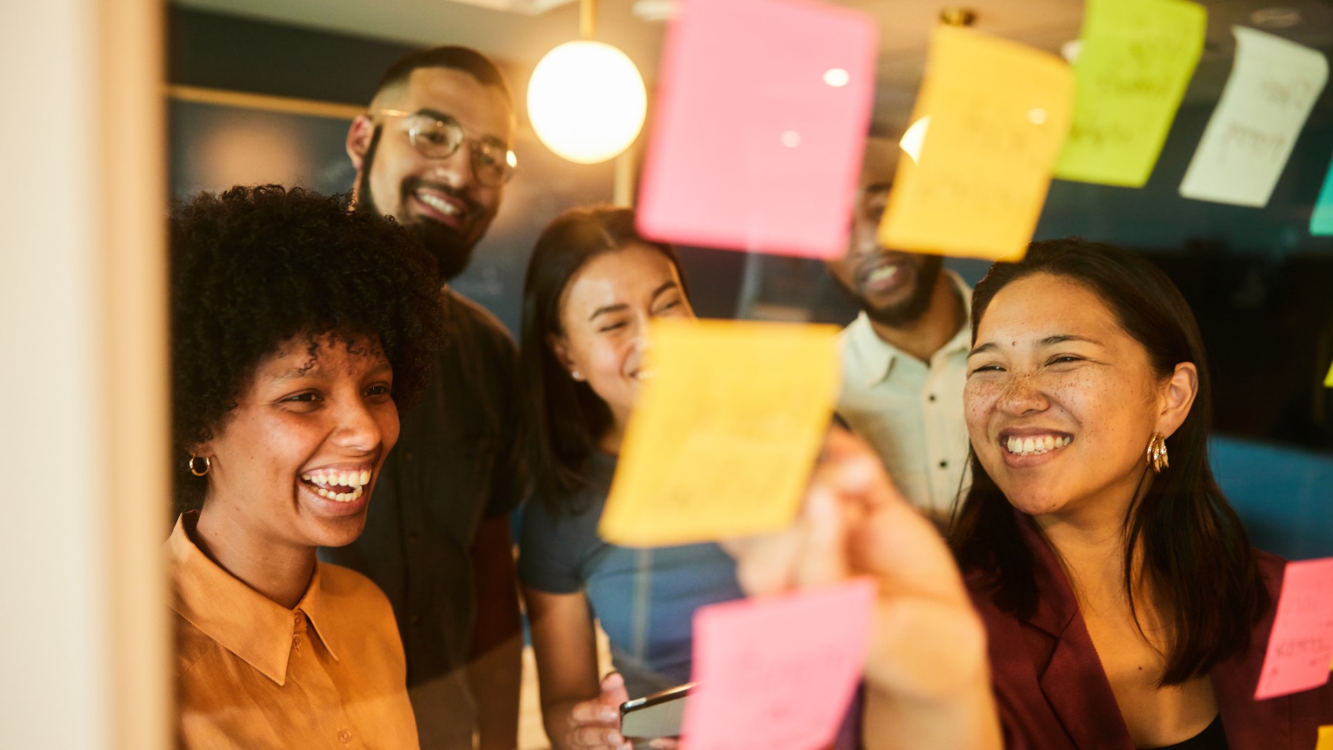 people with sticky notes