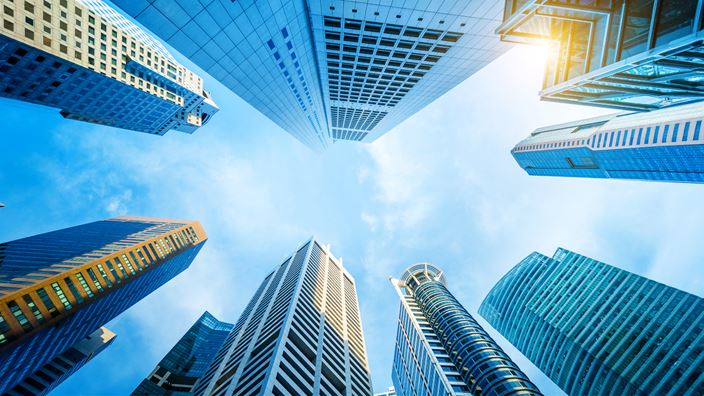 skyscrapers from the ground view